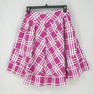 Paper Doll Skirt Juniors Large Pink White Plaid Pleated Lined Swing Rockabilly